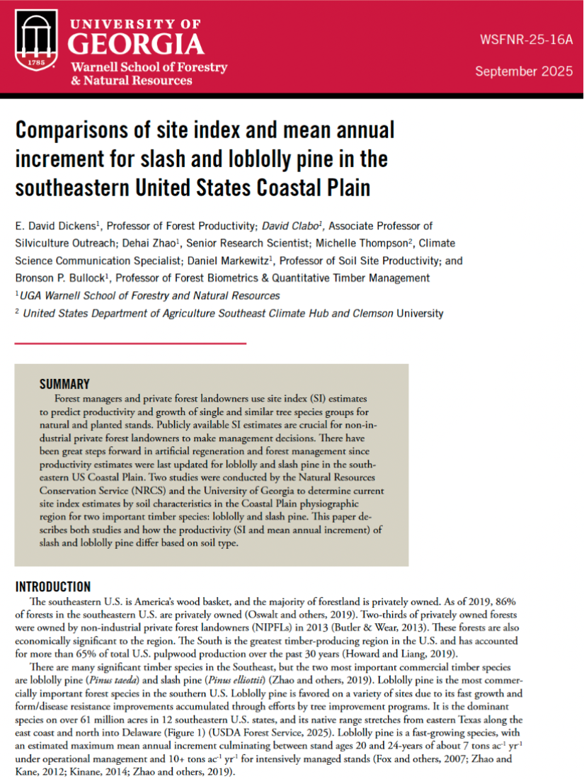 Comparisons of site index and mean annual increment for slash and loblolly pine in the southeastern United States Coastal Plain