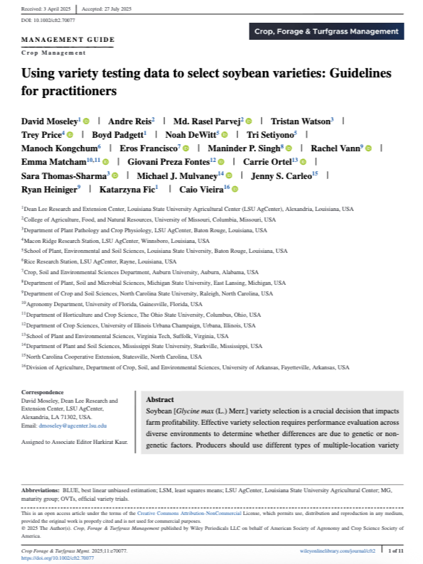 Using variety testing data to select soybean varieties: Guidelines for practitioners
