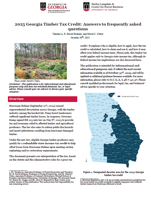 2025 Georgia Timber Tax Credit: Answers to frequently asked questions