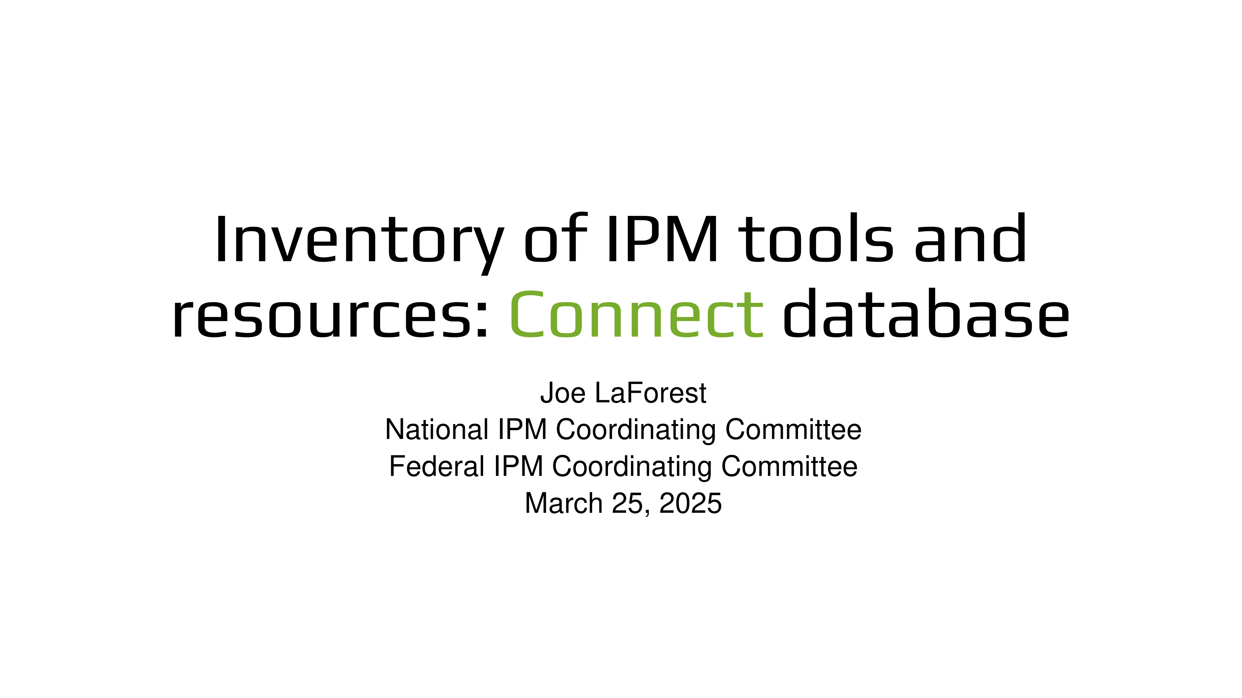 Inventory of IPM tools and resources: Connect database