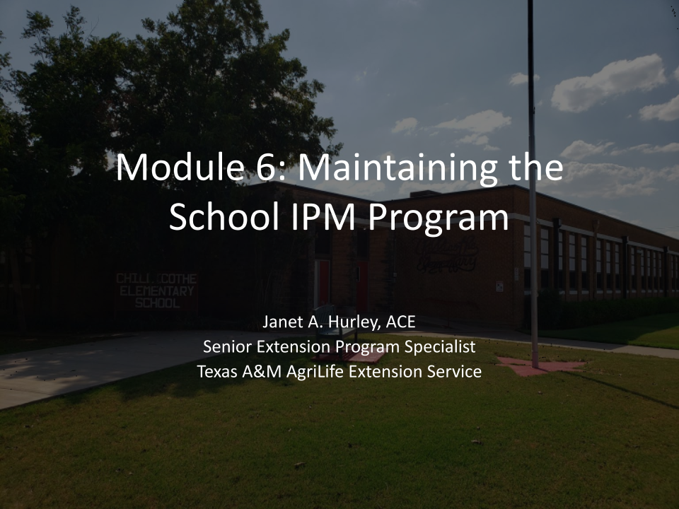 Maintaining the School IPM program 